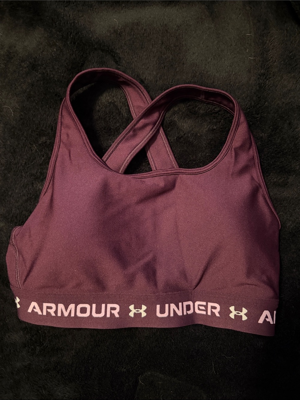 Under Armour Plum Cross-Back Sports Bra with Branded Band